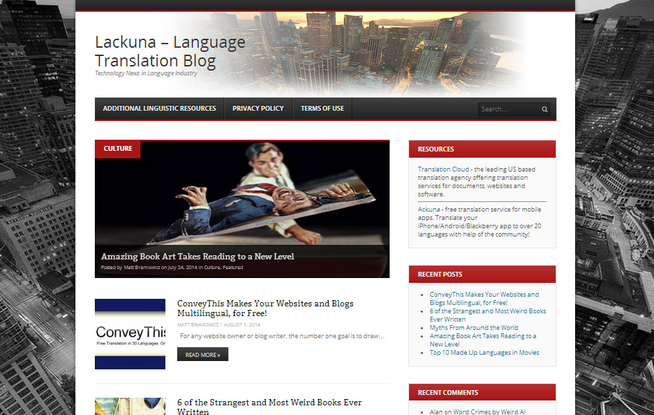 Lackuna Language & Translation Blog, head writer and admin, Lackuna.com, 2011-2014